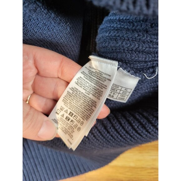 Brooks Brothers Chunky Cotton Mens Size XL Navy Blue Cardigan Sweater - Picture 4 of 5